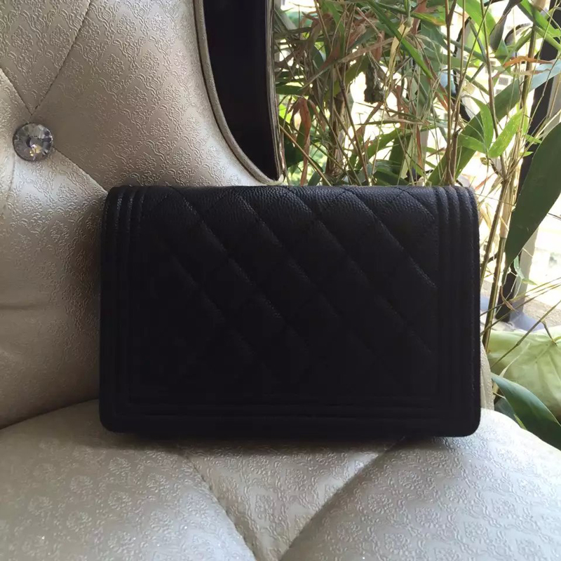 2015 Boy Chanel WOC mini Flap Bag Black Original Caviar leather A80287