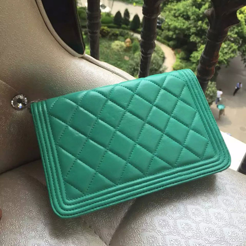 2015 Boy Chanel WOC mini Flap Bag Green Original Sheepskin leather A33808