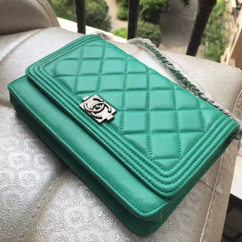 2015 Boy Chanel WOC mini Flap Bag Green Original Sheepskin leather A33808