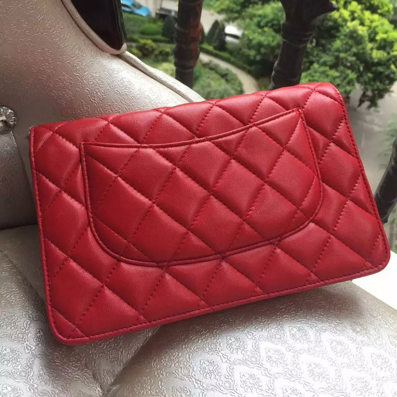 2015 Boy Chanel WOC mini Flap Bag Red Original Sheepskin leather A33808