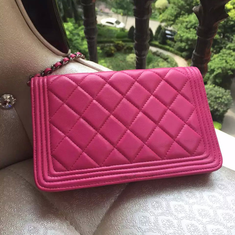 2015 Boy Chanel WOC mini Flap Bag Rose Original Sheepskin leather A33808