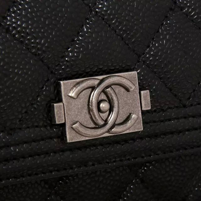 2015 Boy Chanel mini Flap Bag Black Original Caviar leather A33808 Silver