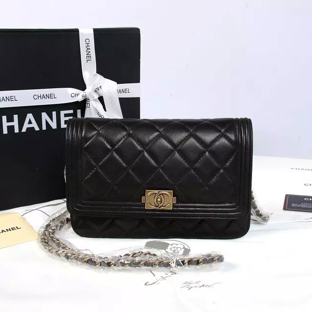 2015 Boy Chanel mini Flap Bag Black Original Sheepskin A33808