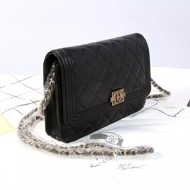 2015 Boy Chanel mini Flap Bag Black Original Sheepskin A33808