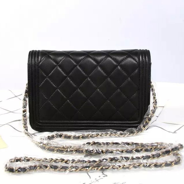 2015 Boy Chanel mini Flap Bag Black Original Sheepskin A33808