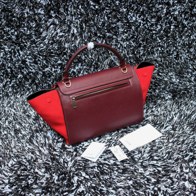 2015 Celine Trapeze Bag Original Leather C3345 Burgundy&Red