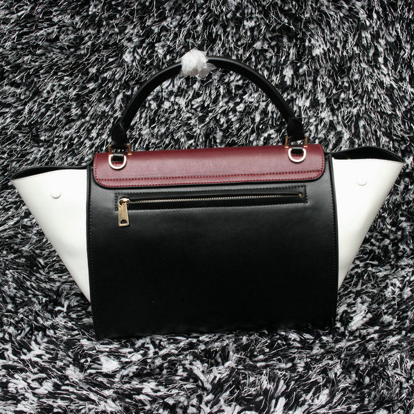 2015 Celine Trapeze Bag Original Leather C3345 Burgundy&White&Black