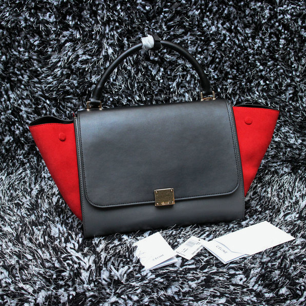 2015 Celine Trapeze Bag Original Leather C3345 Grey&Black&Red