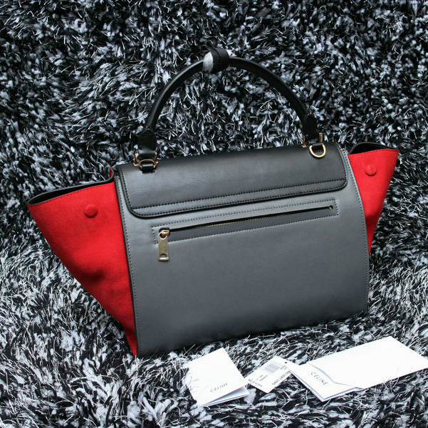 2015 Celine Trapeze Bag Original Leather C3345 Grey&Black&Red