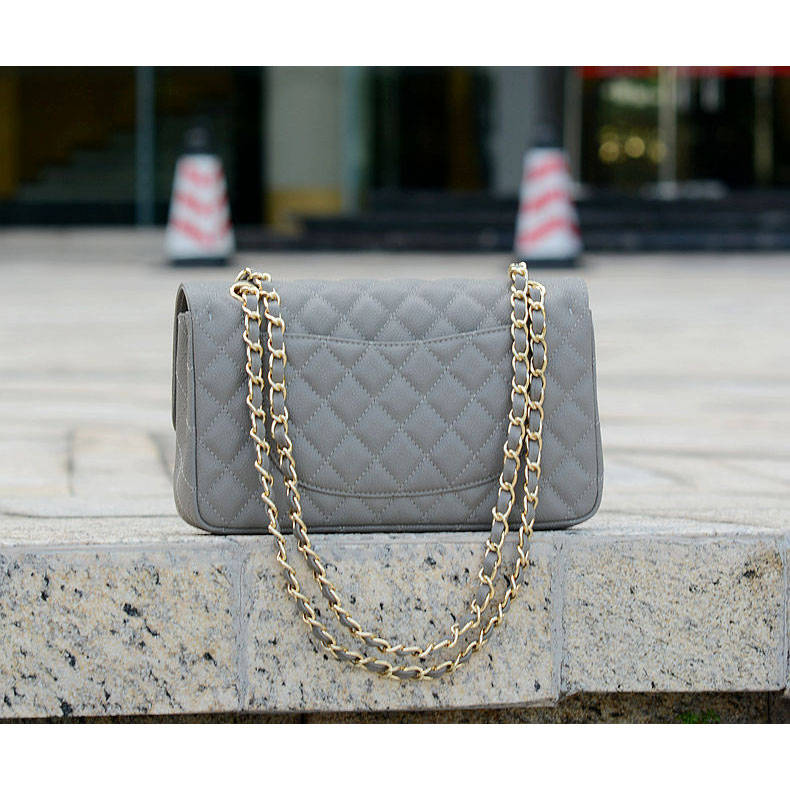 2015 Chanel 1112 Flap Bag Caviar Leather Gray with Gold