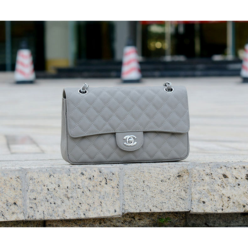 2015 Chanel 1112 Flap Bag Caviar Leather Gray with Silver