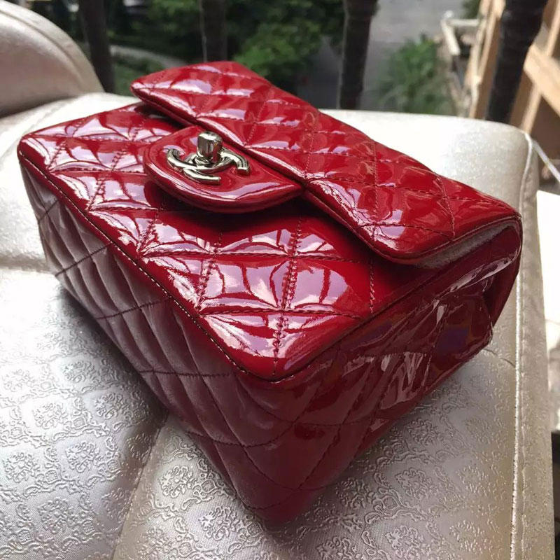 2015 Chanel 1115 mini Classic Flap Bag Original patent Leather Red