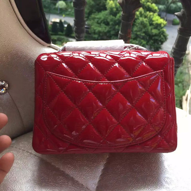 2015 Chanel 1115 mini Classic Flap Bag Original patent Leather Red