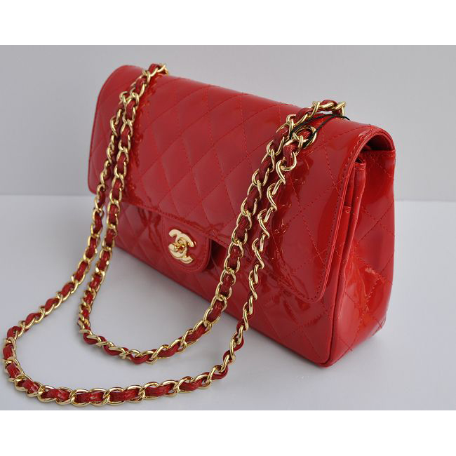 2015 Chanel 2.55 Series Bags Red Patent Leather 1112 Gold