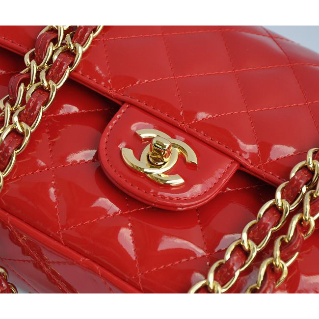 2015 Chanel 2.55 Series Bags Red Patent Leather 1112 Gold