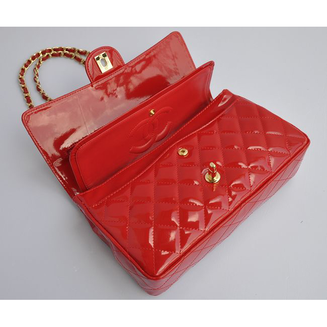 2015 Chanel 2.55 Series Bags Red Patent Leather 1112 Gold