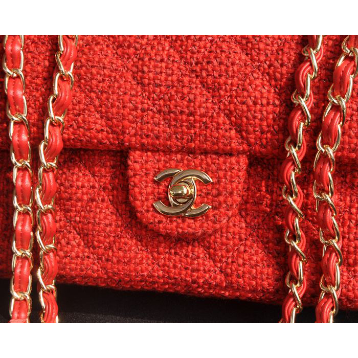 2015 Chanel 2.55 Series Classic Flap Bag Fabric 1112 Red