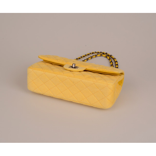 2015 Chanel 2.55 Series Classic Flap Bag Velvet 1112 Yellow