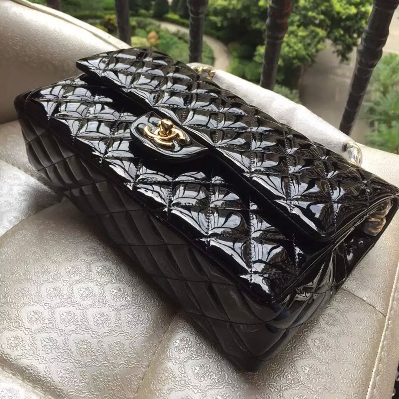 2015 Chanel 2.55 Series Flap Bag Original Patent Leather 1112 Black