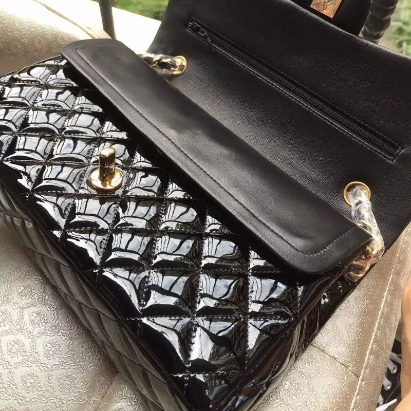 2015 Chanel 2.55 Series Flap Bag Original Patent Leather 1112 Black