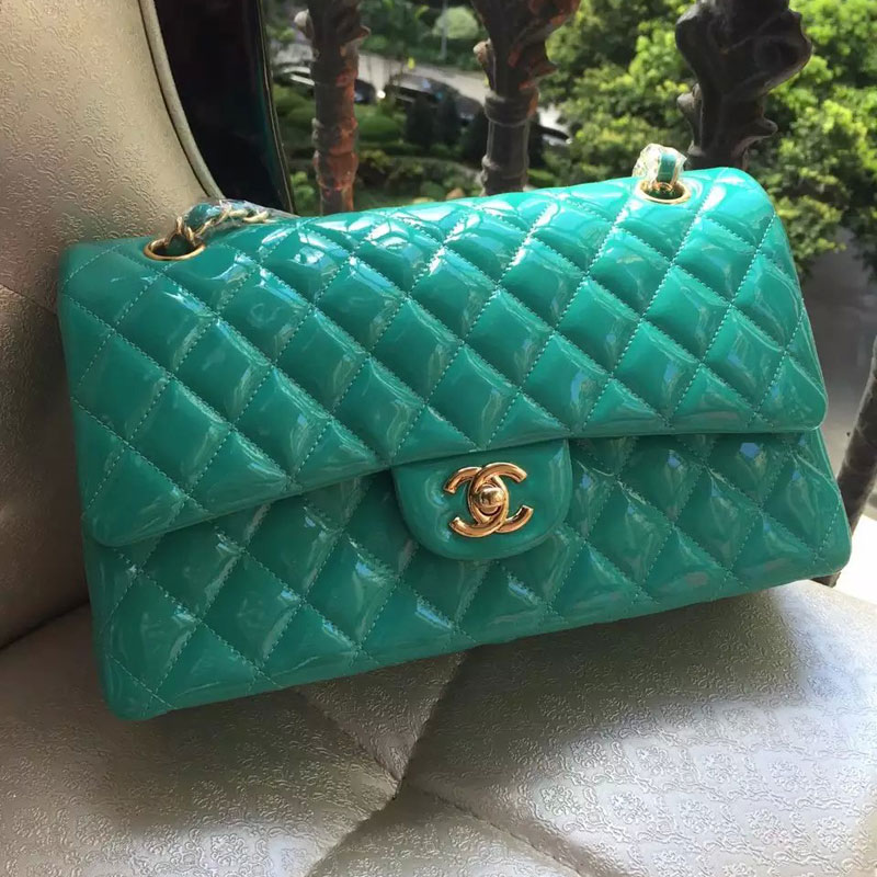 2015 Chanel 2.55 Series Flap Bag Original Patent Leather 1112 Green