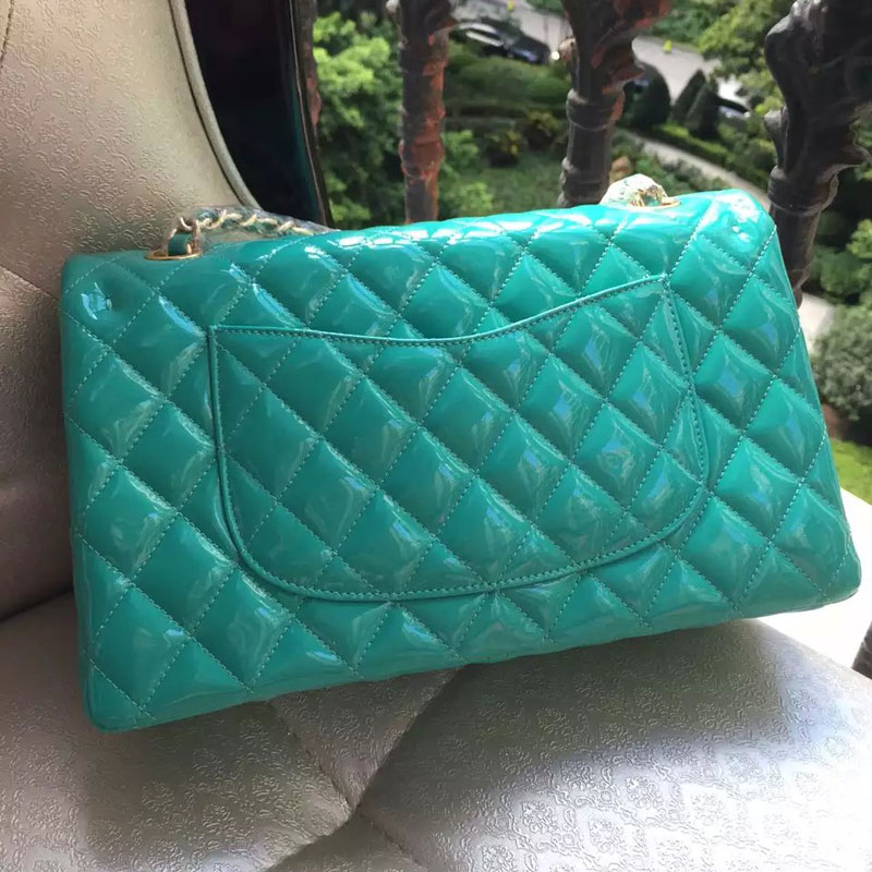 2015 Chanel 2.55 Series Flap Bag Original Patent Leather 1112 Green