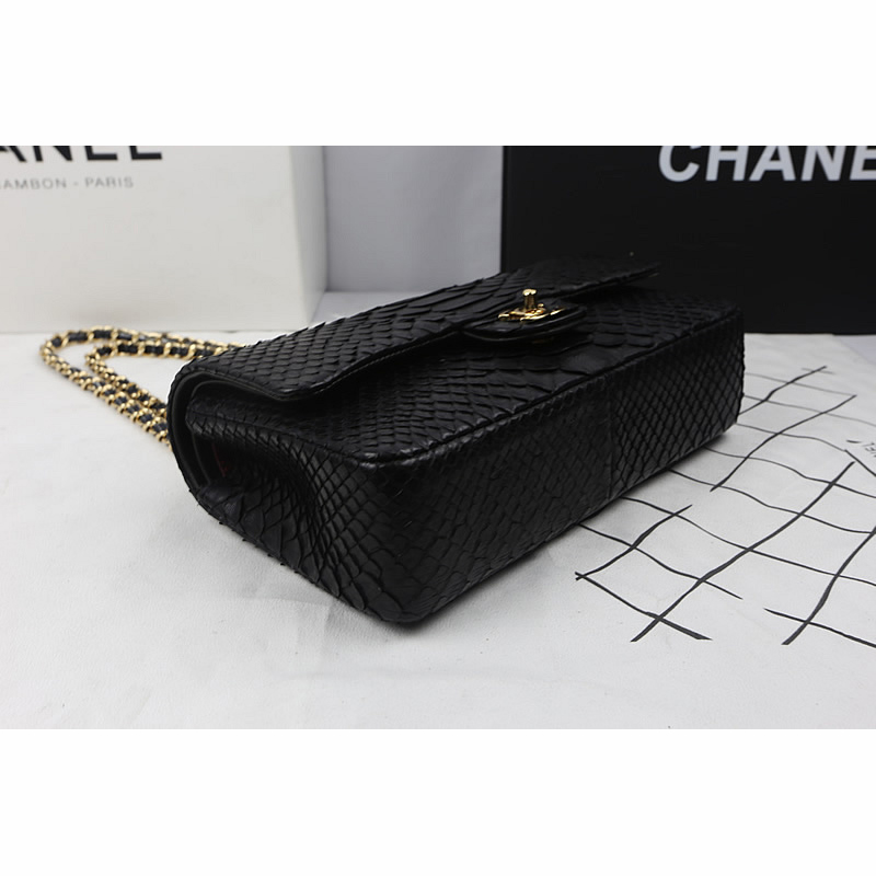 2015 Chanel 2.55 Series Flap Bag Original Snake Leather 1112 Black