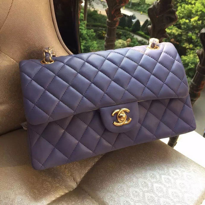 2015 Chanel A1112 Flap Bag Original Sheepskin Leather Lavender with Gold