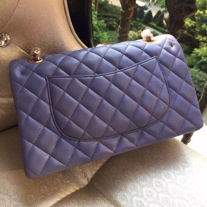 2015 Chanel A1112 Flap Bag Original Sheepskin Leather Lavender with Gold