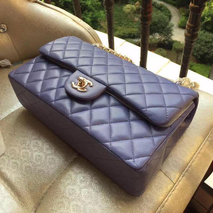 2015 Chanel A1112 Flap Bag Original Sheepskin Leather Lavender with Gold