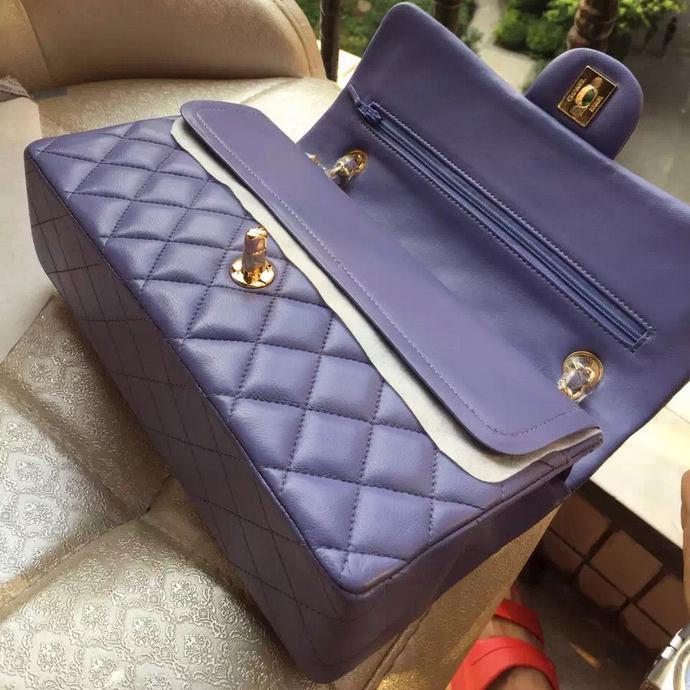 2015 Chanel A1112 Flap Bag Original Sheepskin Leather Lavender with Gold