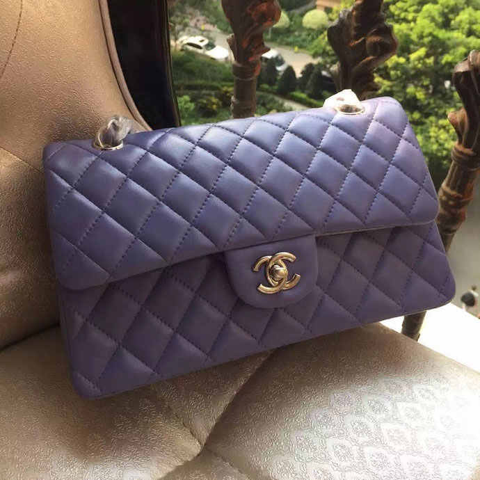 2015 Chanel A1112 Flap Bag Original Sheepskin Leather Lavender with Silver