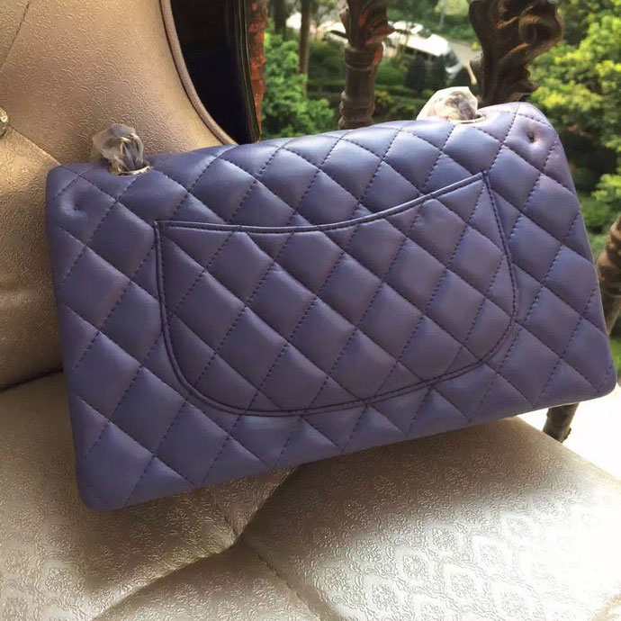 2015 Chanel A1112 Flap Bag Original Sheepskin Leather Lavender with Silver