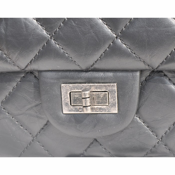 2015 Chanel A30226 Black Original Leather Flap Bag Antique Silver