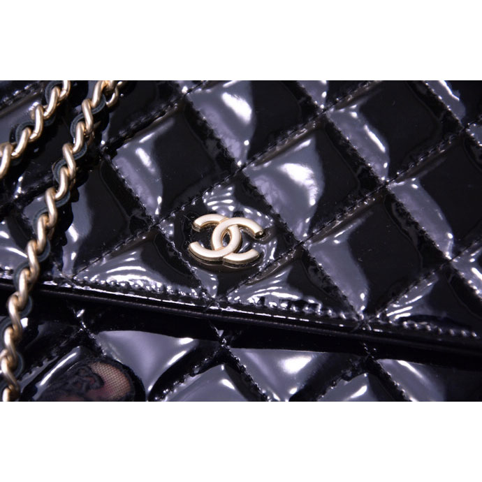 2015 Chanel A33814 Black Original Patent Leather mini Flap Bag Gold