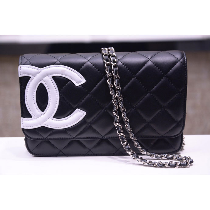 2015 Chanel A33814 Black Original Sheepskin Leather Mini Flap Bag Silver