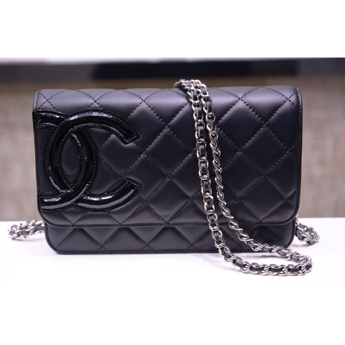 2015 Chanel A33814 Black Original Sheepskin Leather Mini Flap Bag Silver