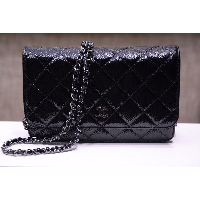 2015 Chanel A33814 Black Light Caviar Leather mini Flap Bag Ancient silver