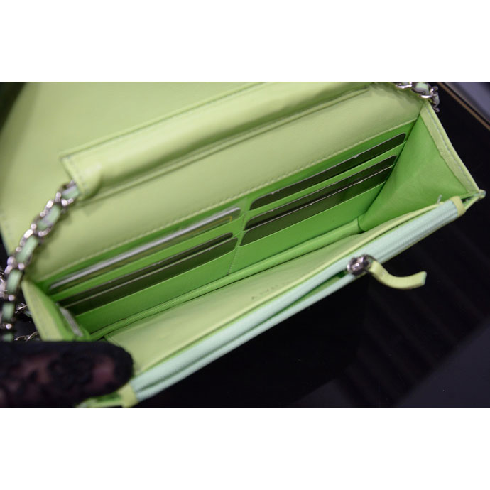 2015 Chanel A33814 Green Original Patent Leather mini Flap Bag Silver