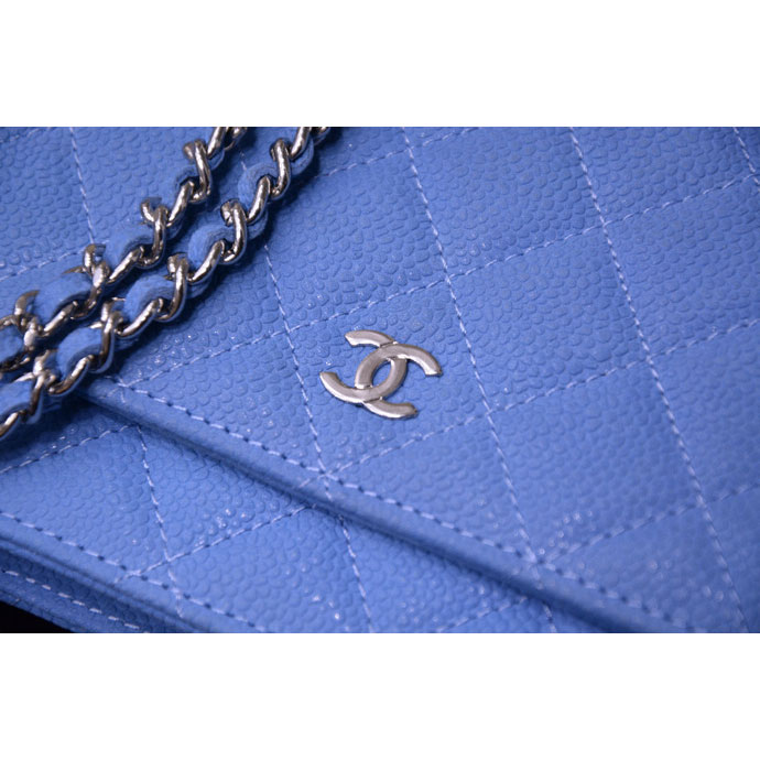 2015 Chanel A33814 Lavender Caviar Leather mini Flap Bag Silver