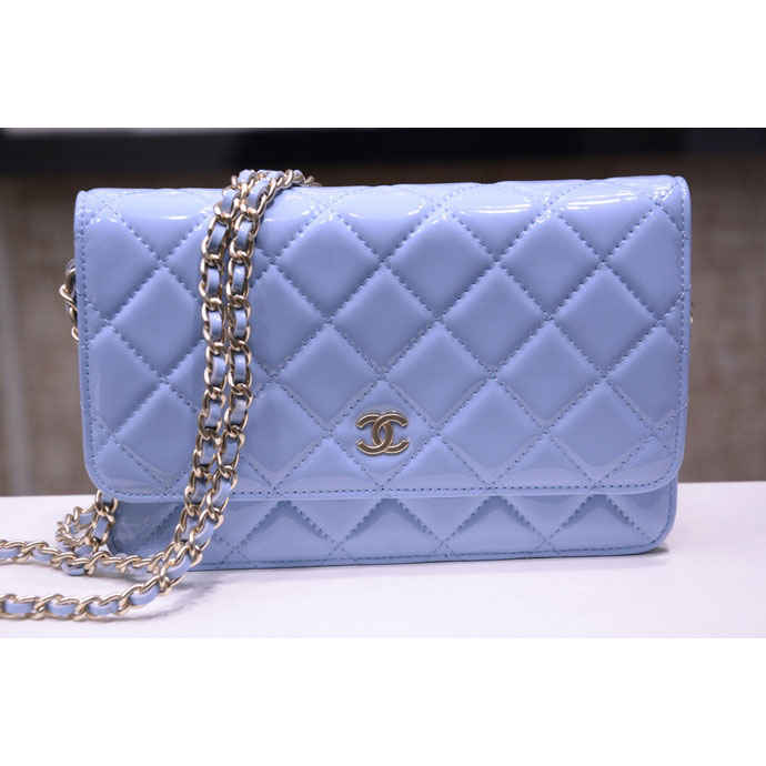 2015 Chanel A33814 Lavender Original Patent Leather mini Flap Bag Gold