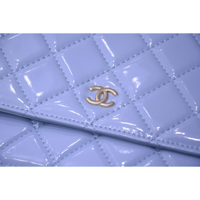 2015 Chanel A33814 Lavender Original Patent Leather mini Flap Bag Gold