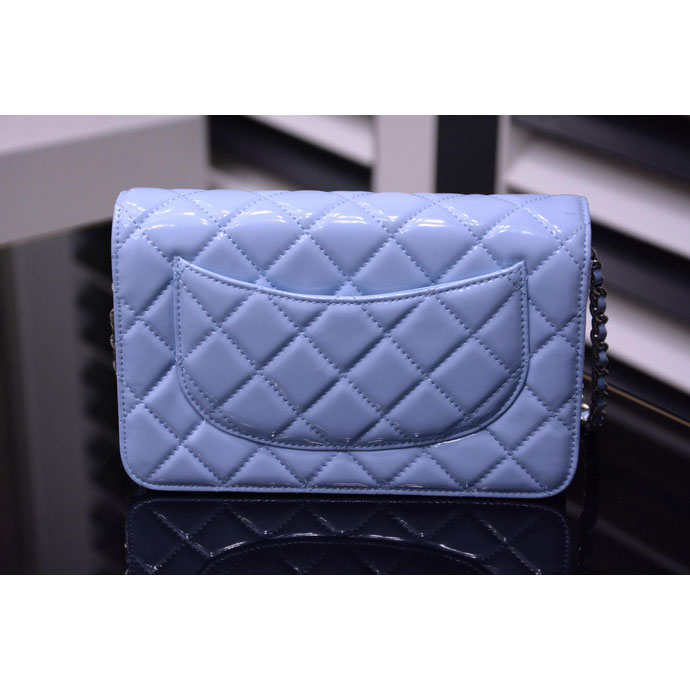 2015 Chanel A33814 Lavender Original Patent Leather mini Flap Bag Silver