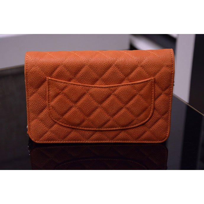 2015 Chanel A33814 Orange Nubuck Leather mini Flap Bag Silver