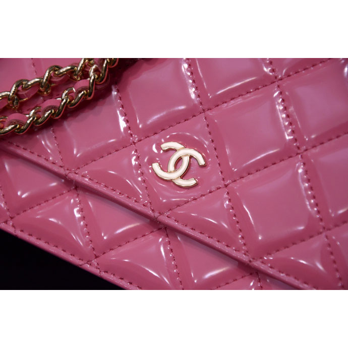 2015 Chanel A33814 Pink Original Patent Leather mini Flap Bag Gold