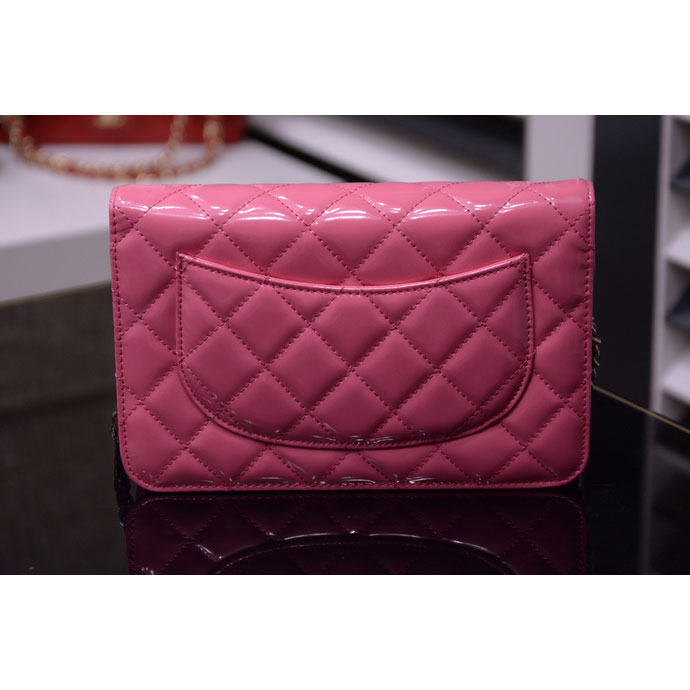 2015 Chanel A33814 Pink Original Patent Leather mini Flap Bag Silver