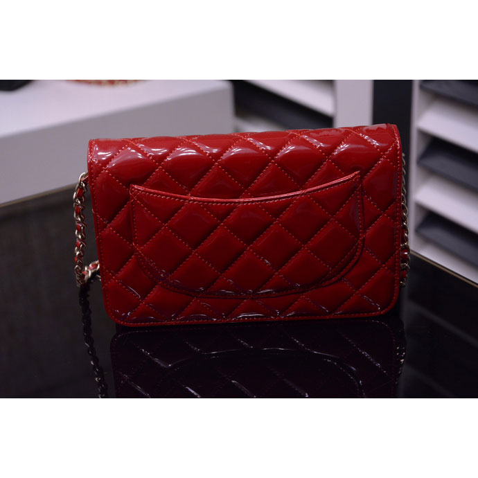 2015 Chanel A33814 Red Original Patent Leather mini Flap Bag Gold