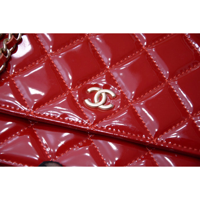 2015 Chanel A33814 Red Original Patent Leather mini Flap Bag Gold