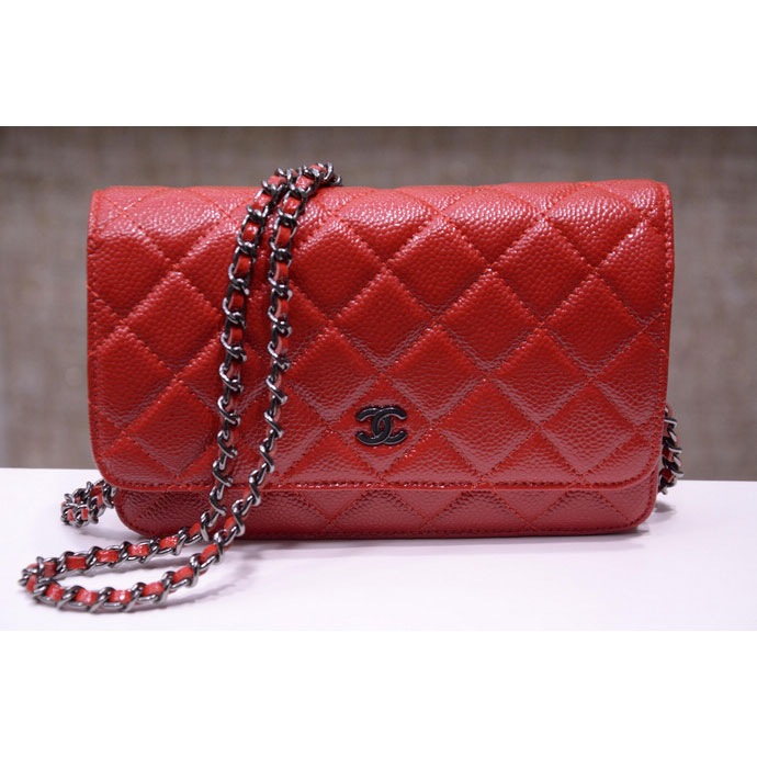 2015 Chanel A33814 Red Light Caviar Leather mini Flap Bag Ancient silver