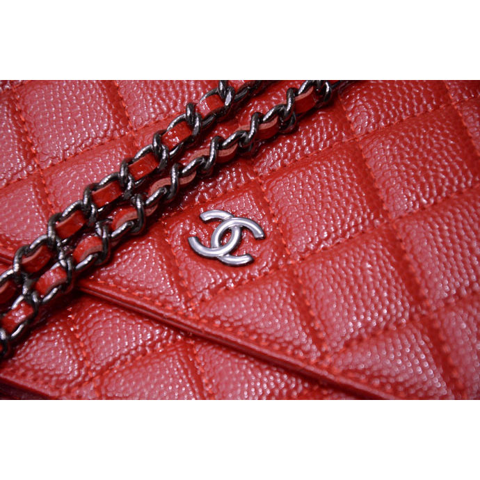 2015 Chanel A33814 Red Light Caviar Leather mini Flap Bag Ancient silver